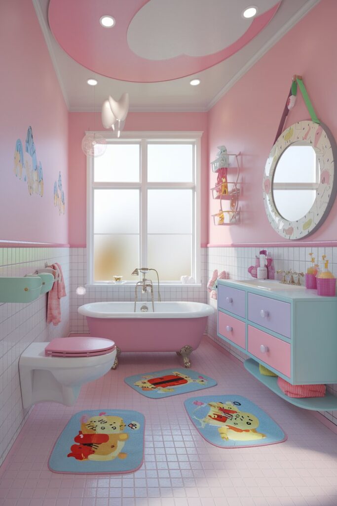 Pink Kids’ Bathroom Design