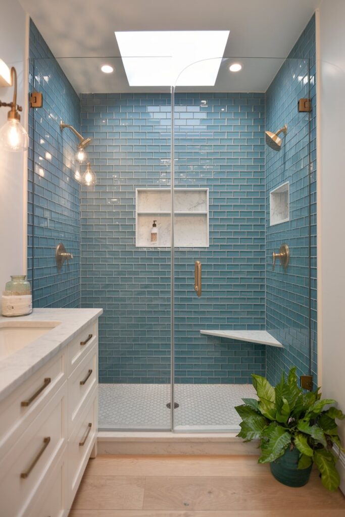 Blue Subway Tile Shower