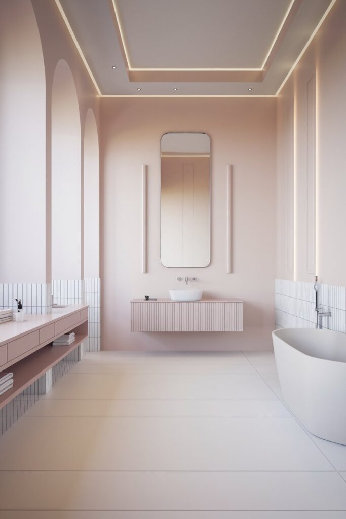 Minimalist Pink Bathroom with Clean Lines