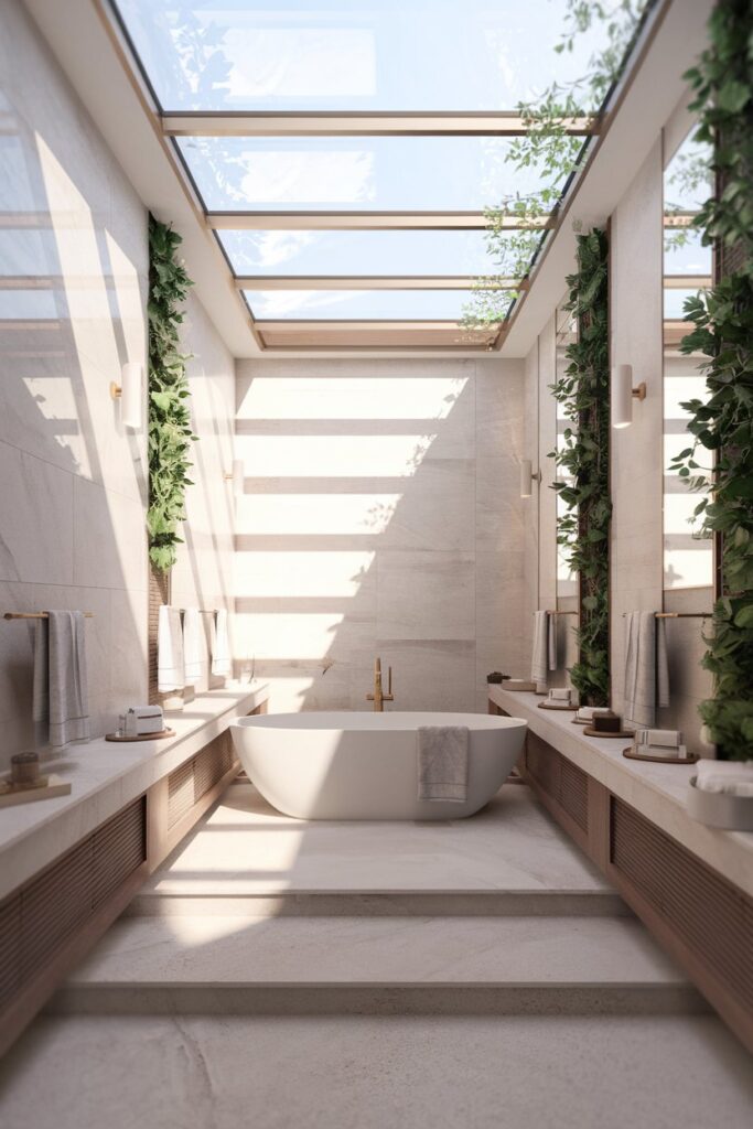 Luxury Bathroom With Skylight