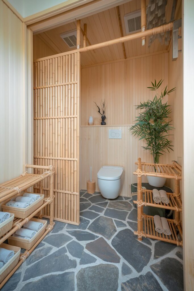 Bathroom with Japanese Bamboo Accents