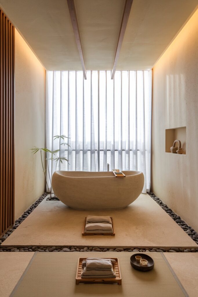 Freestanding Tub in a Japandi Zen Setting