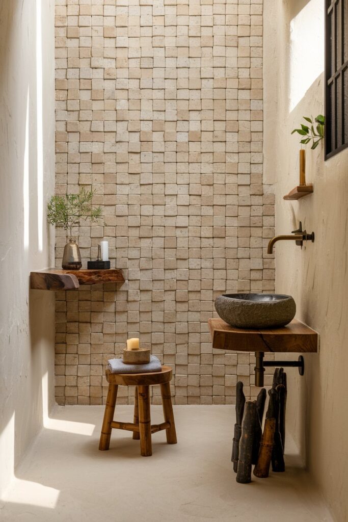 Textured Tile Walls with Natural Materials
