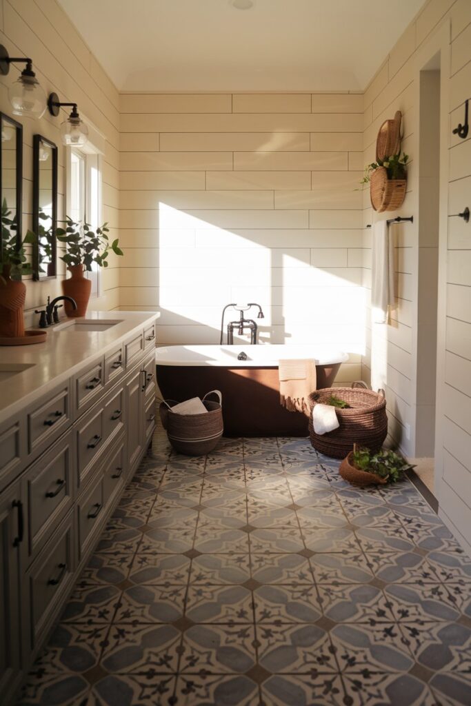 Patterned Farmhouse Tile Flooring