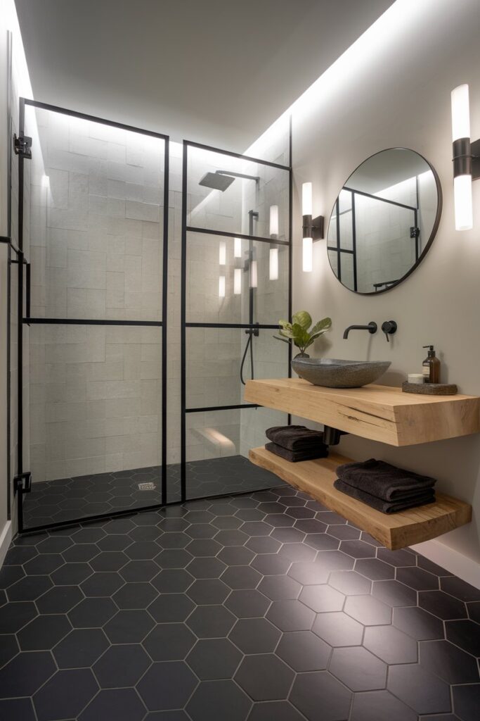 Black Hexagon Tiles for a Stylish Floor Design