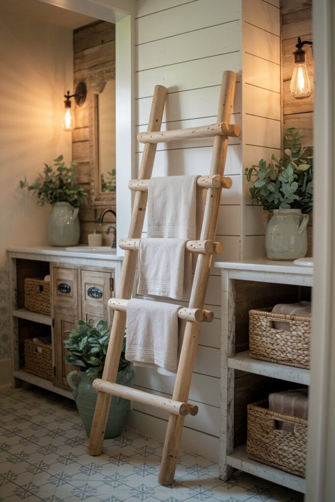 Farmhouse Ladder Towel Rack
