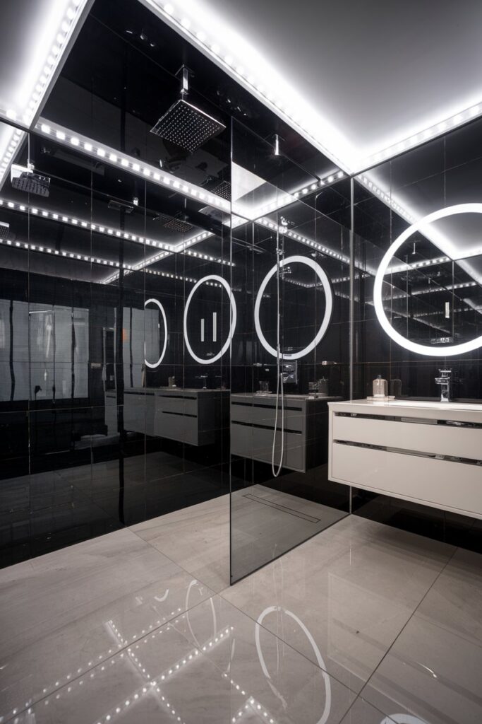 Glossy Black Tiles for a Sleek Modern Look