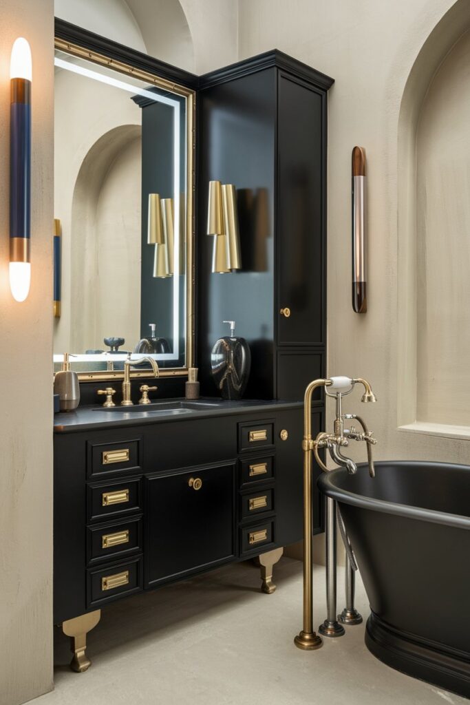 Black Mixed-Metal Bathroom (Gold, Brass, Chrome)
