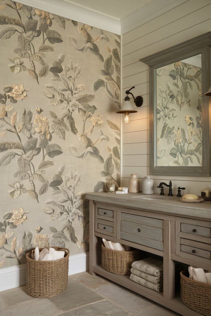 Farmhouse Wallpaper Accent Wall