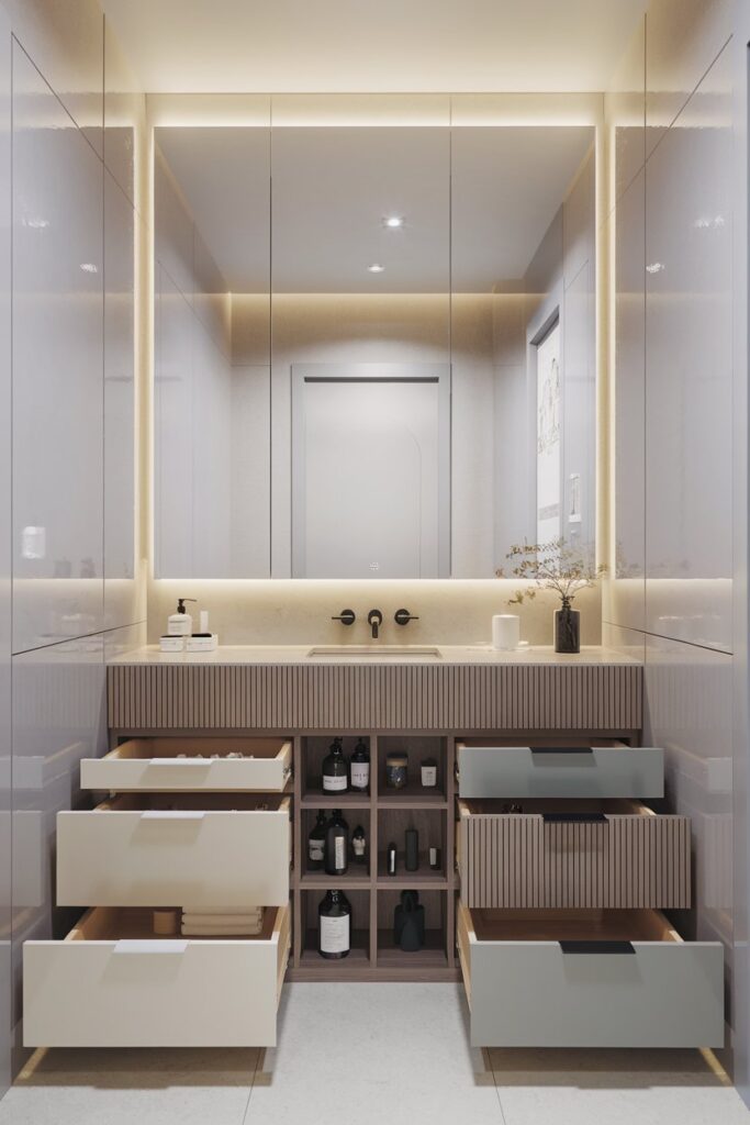 Bathroom Vanity with Hidden Storage Solutions