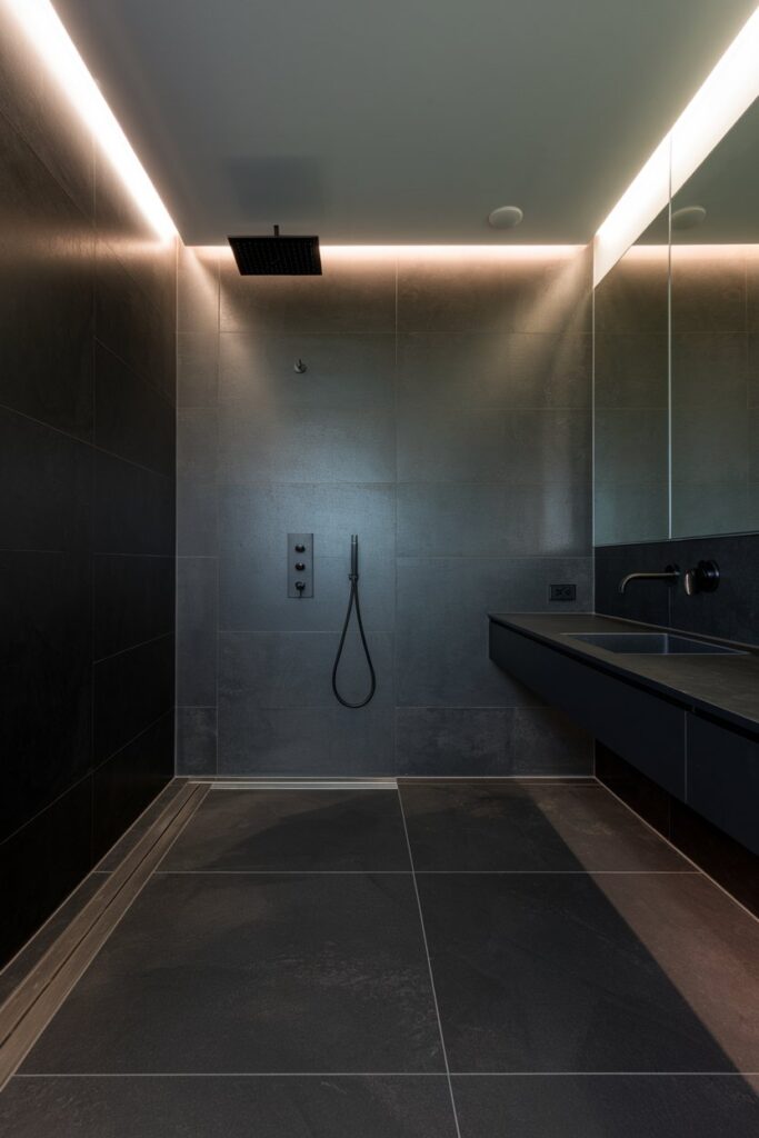Black Wet Room with Seamless Design