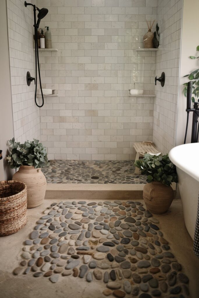 Pebble or Stone Shower Flooring