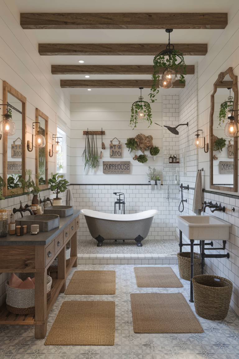 30 Farmhouse Bathroom Ideas to Transform Your Space with Rustic Charm ...
