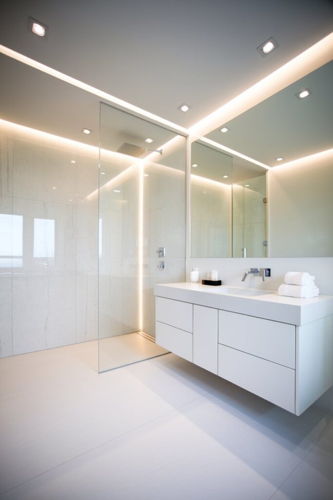 All-White Modern Bathroom with Clean Lines