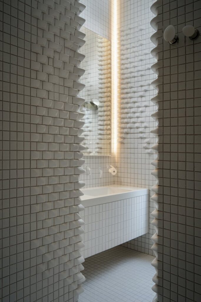 White Bathroom with Textured Tiles