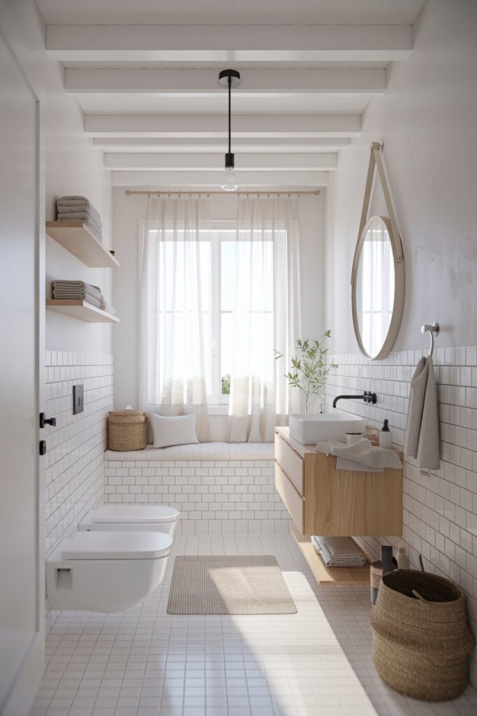 Scandinavian-Style White Bathroom