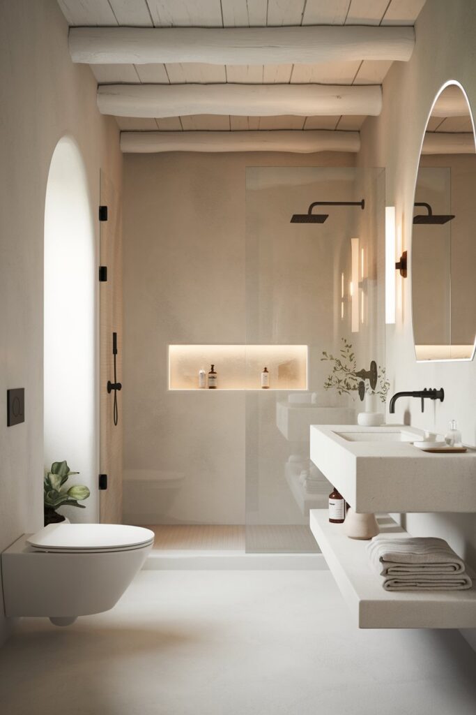 White Bathroom with Matte White Finishes