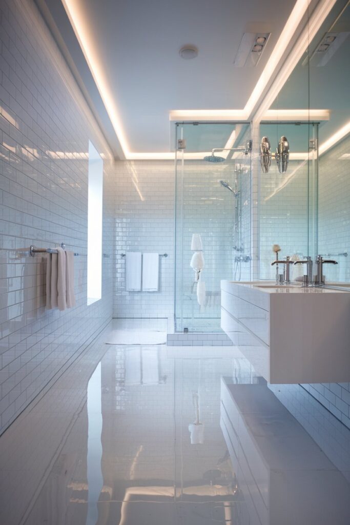 White Bathroom with High Gloss Surfaces