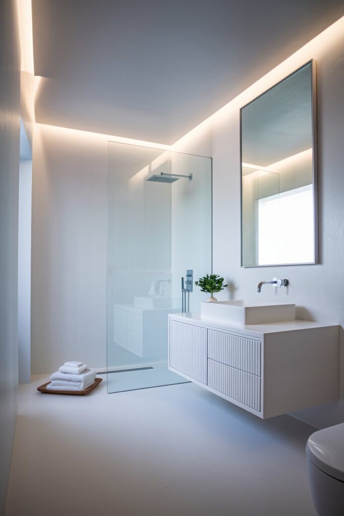 White Bathroom with Minimal Decor Styling