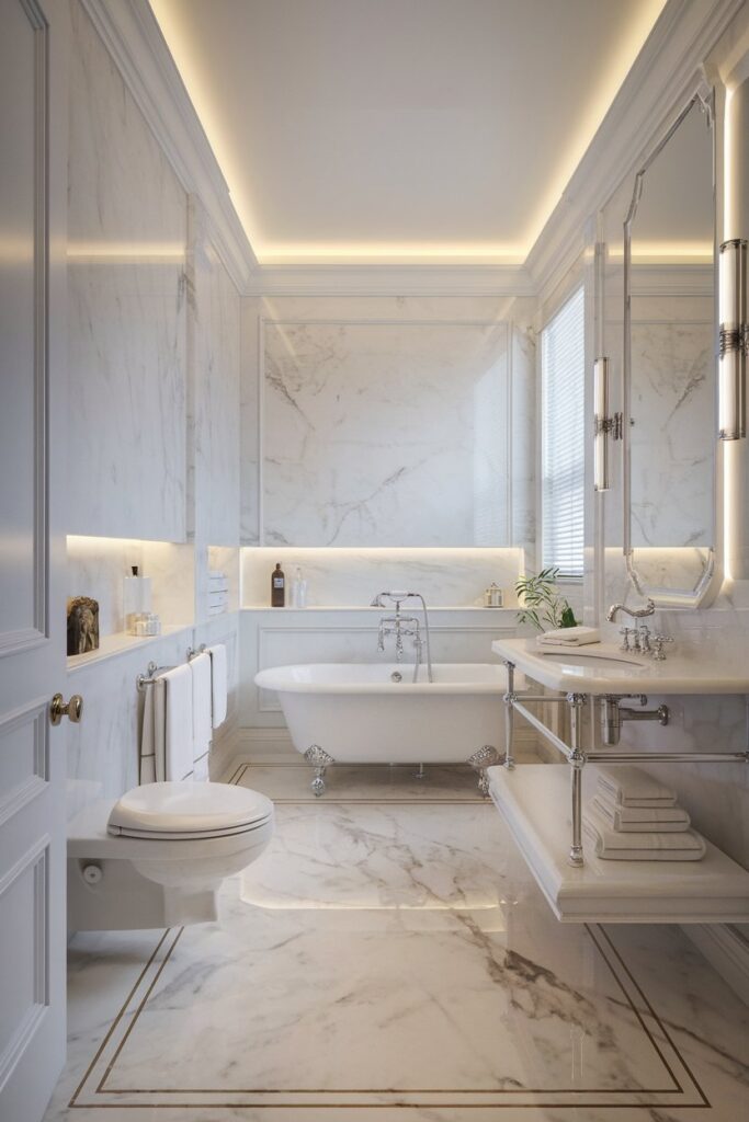White Bathroom with Timeless Elegant Design