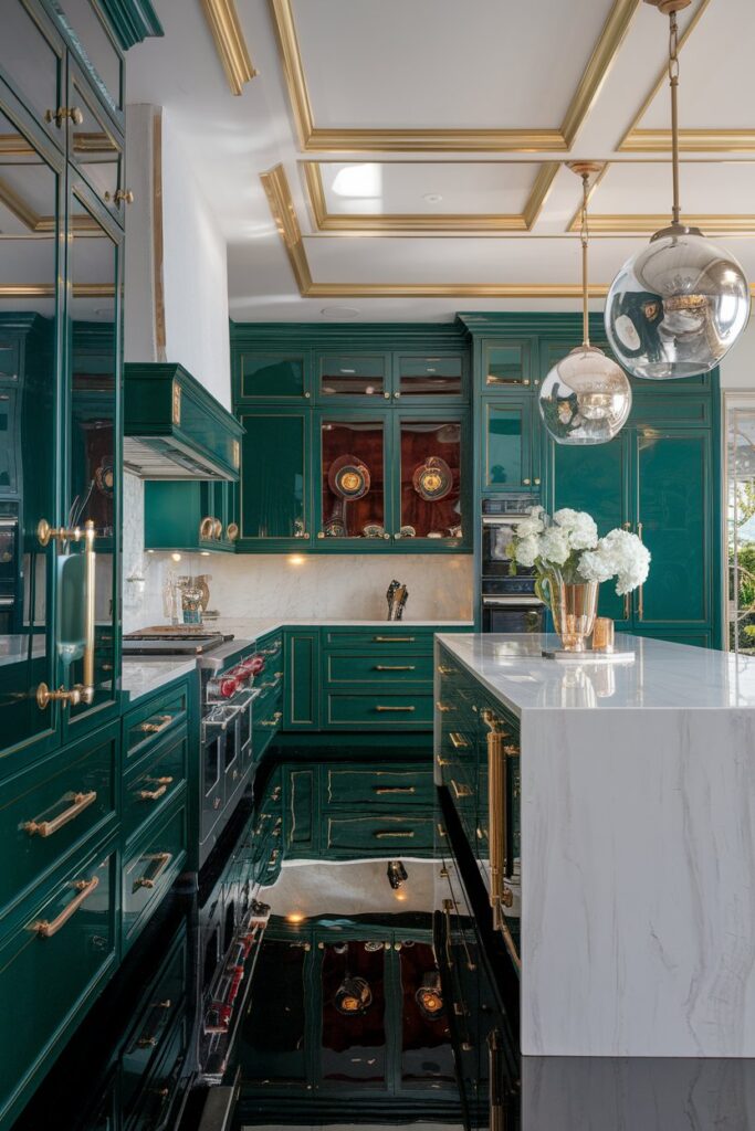 Emerald Green Cabinets for a Luxe Kitchen Style