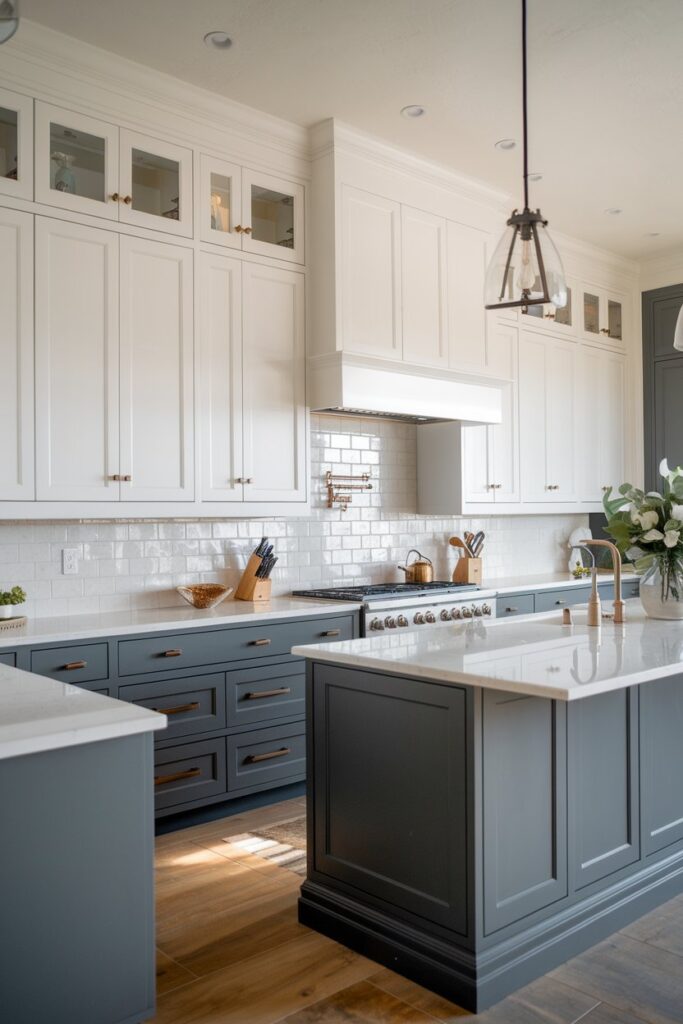 Two-Tone Kitchen with White Upper Cabinets