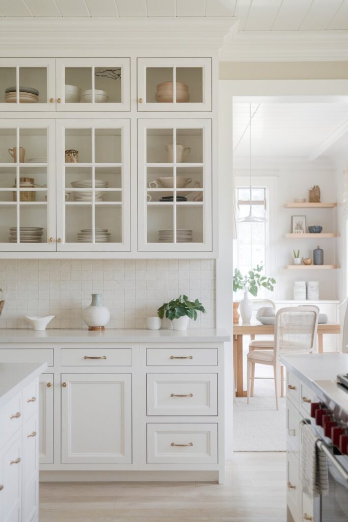 White Cabinets with Glass-Front Doors