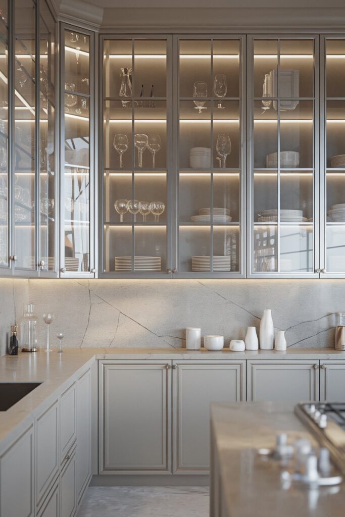 Modern Kitchens with Glass Cabinets