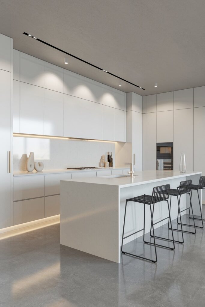 Modern Flat-Panel White Cabinets