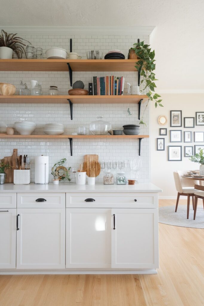 White Cabinets with Open Shelving