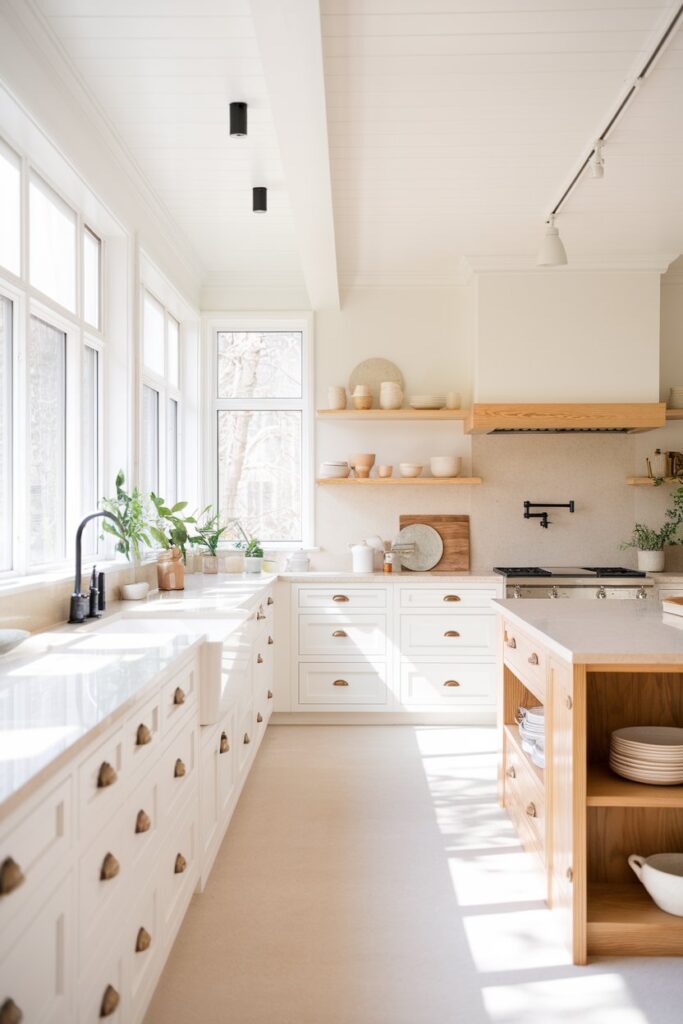 White and Wood Modern Kitchen