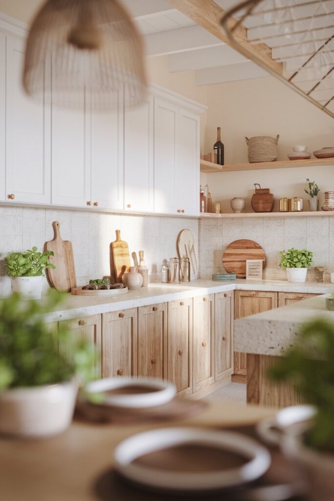 White Cabinets with Warm Wood Accents