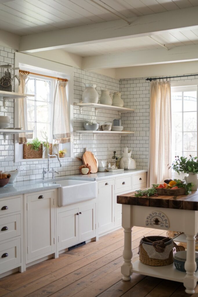 Farmhouse White Kitchen Cabinets