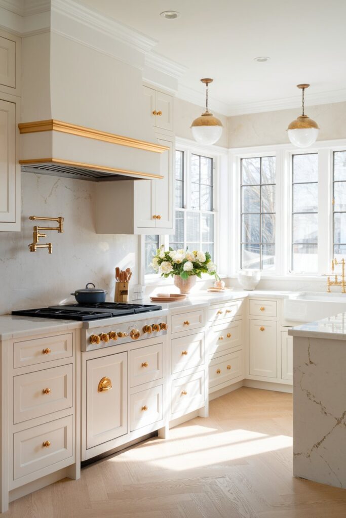 White Cabinets with Gold or Brass Hardware