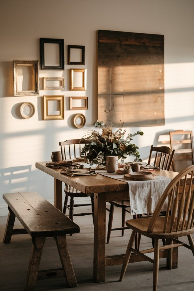 Rustic Wooden Dining Table Setup
