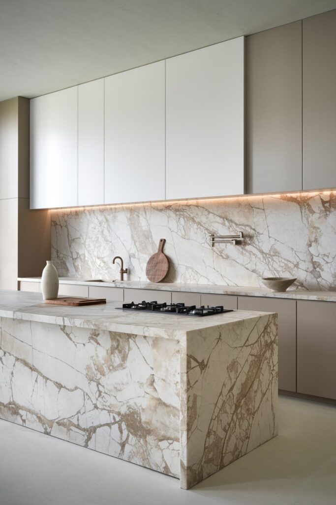 Minimalist Kitchen with Marble Countertops