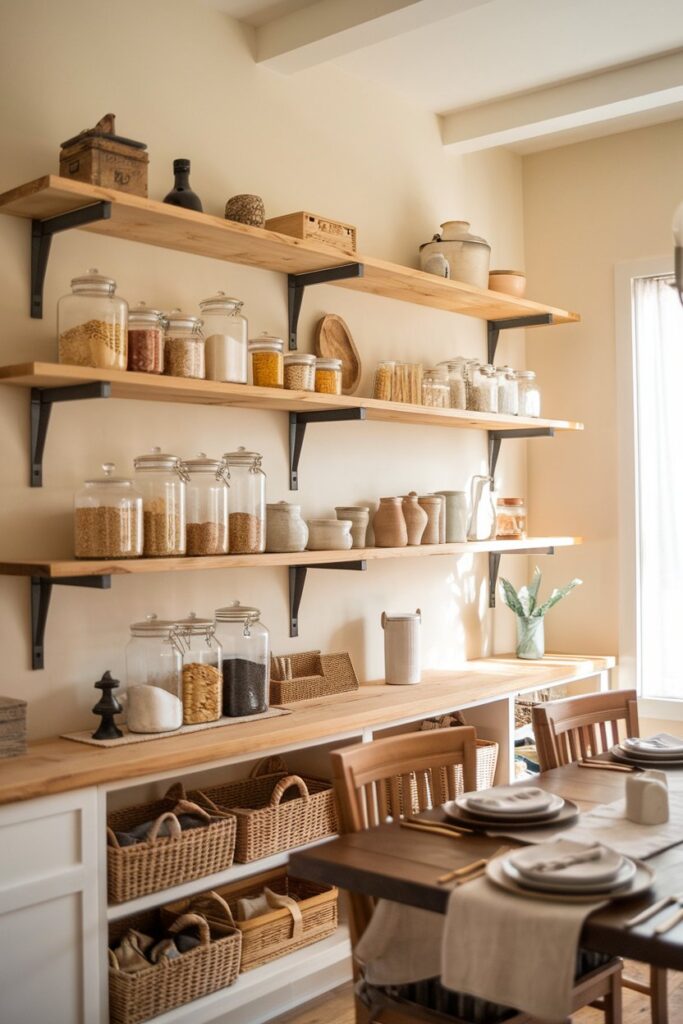 Rustic Pantry with Open Storage