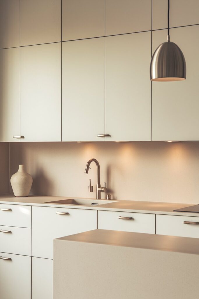 Minimalist Kitchen with Subtle Metallic Accents