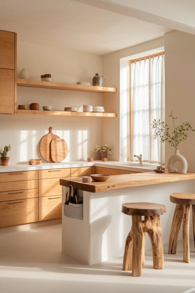 Minimalist Kitchen with Natural Wood Accents