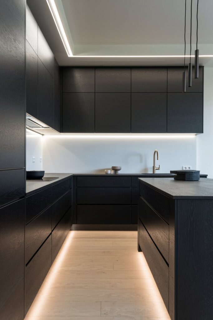 Matte Black Minimalist Kitchen
