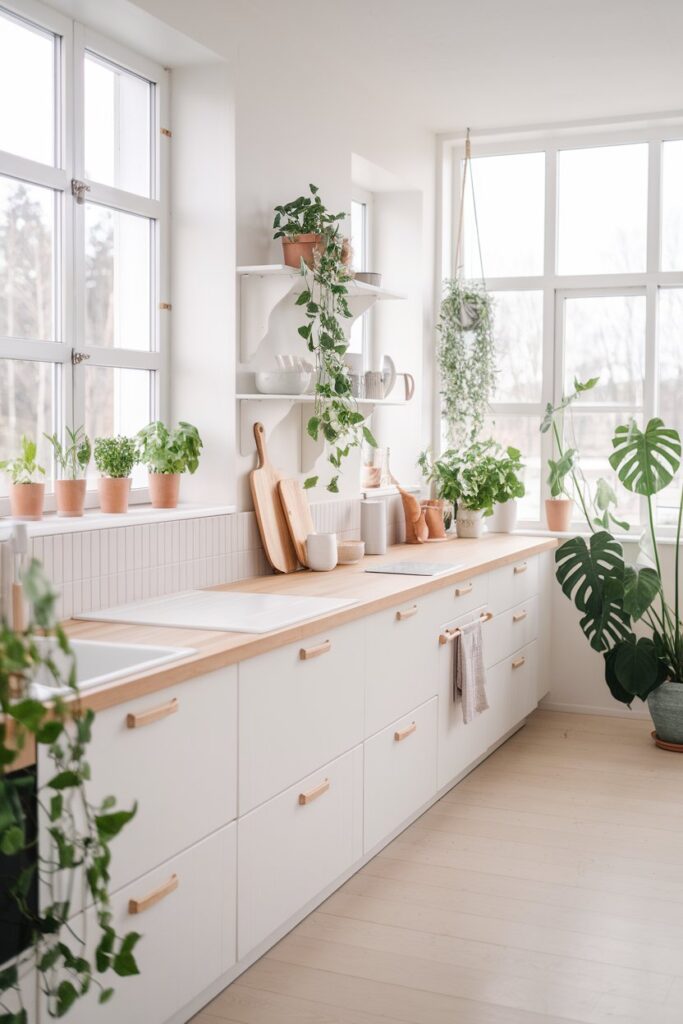 Scandinavian Kitchen with Indoor Plants
