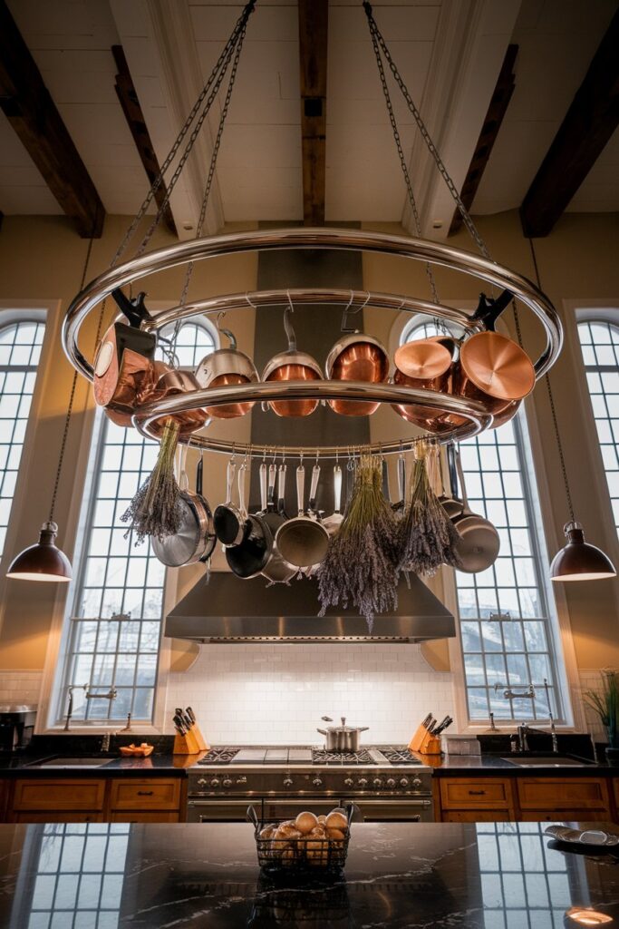 Ceiling-Mounted Hanging Storage for Pots