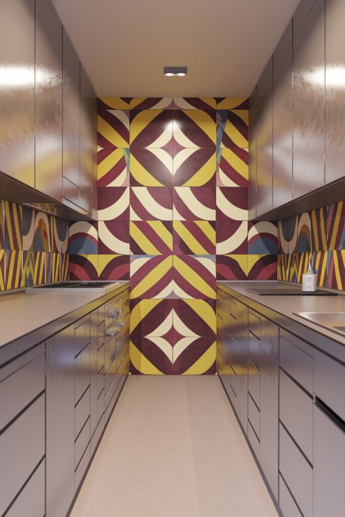 Galley Kitchen with Bold Backsplash