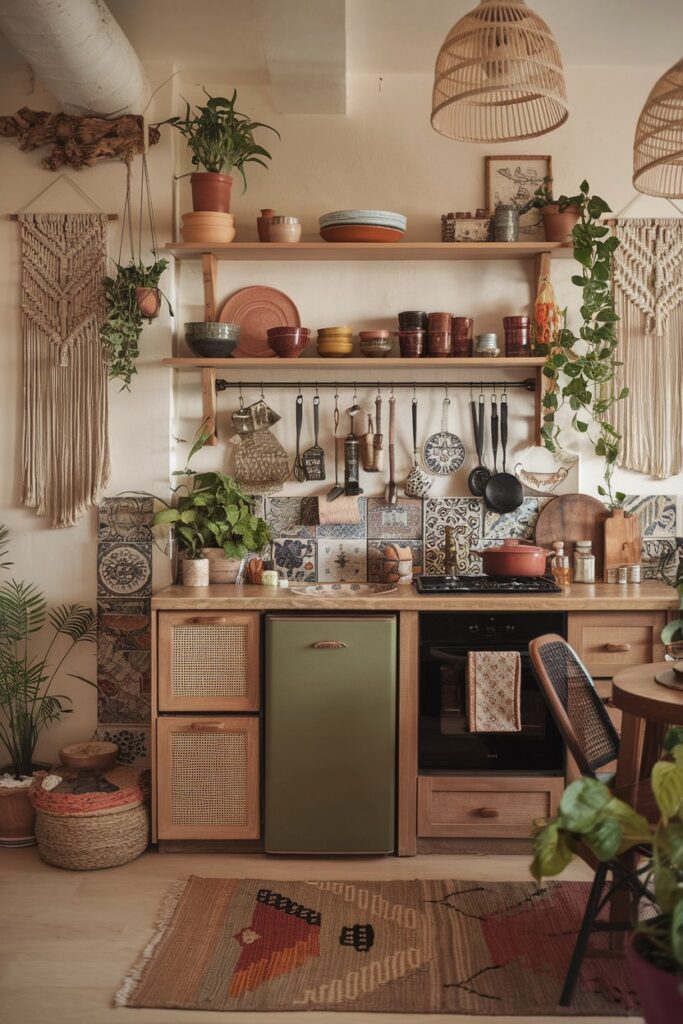 Boho-Inspired Apartment Kitchen Decor
