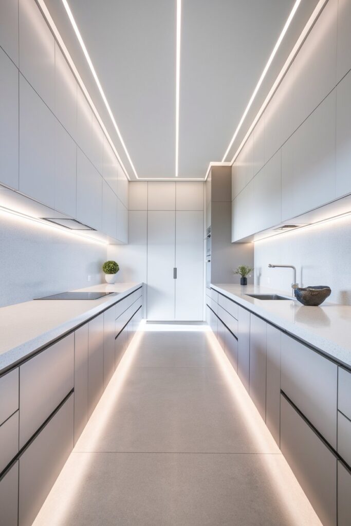 Modern Minimalist Galley Kitchen