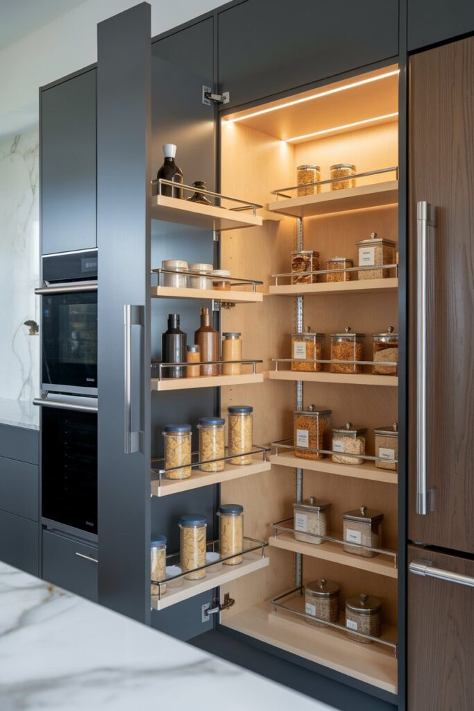 Pull-Out Pantry Cabinets for Narrow Spaces