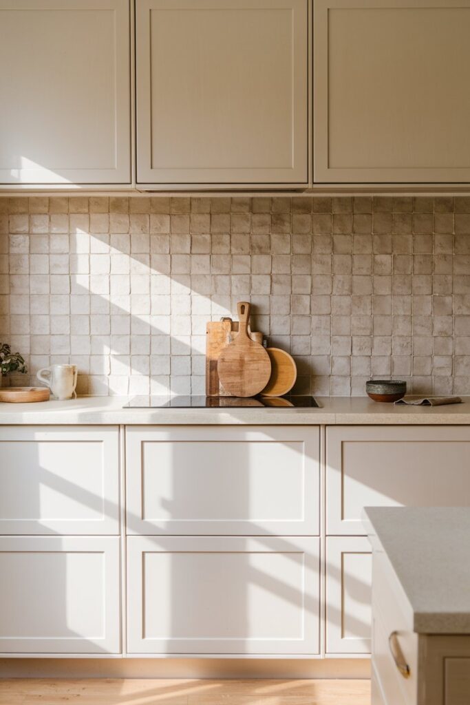 Scandinavian Kitchen with Textured Backsplash