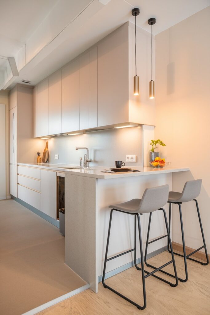 Galley Kitchen with Breakfast Bar