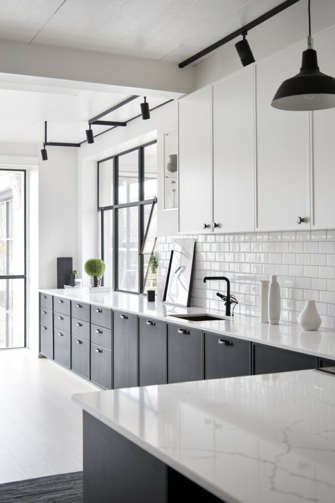 Black and White Scandinavian Kitchen Contrast