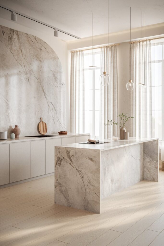 Scandinavian Kitchen with Marble Countertops